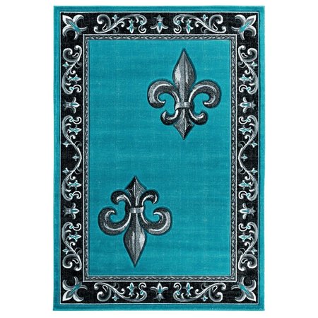 MANMADE 2 ft. 7 in. x 7 ft. 4 in. Bristol Lilium Turquoise Rectangle Runner Rug MA2625586